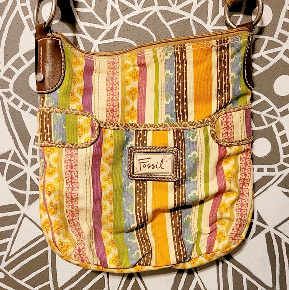 Fossil Multi Pattern Canvas Crossbody Bag - Picture 1 of 3